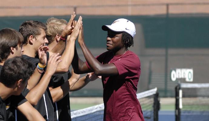 Sophomore Drew Stewart earned match victories at No. 3 doubles and No. 6 singles.