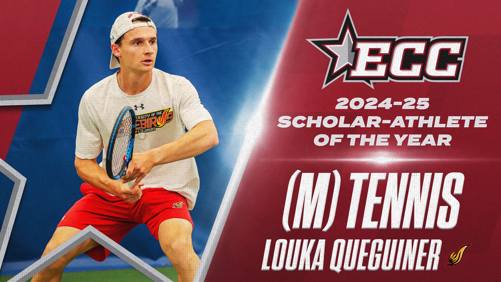 District of Columbia&rsquo;s Louka Queguiner Named ECC Men&rsquo;s Tennis Scholar-Athlete of the Year